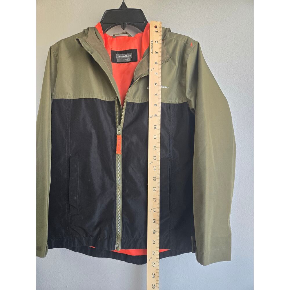 Eddie‎ Bauer Kids Colorblock Hooded Windbreaker Jacket Olive Black S 7/8 - Picture 7 of 8
